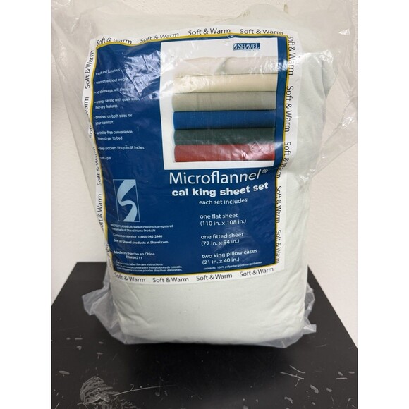 Micro Flannel Shavel High Quality Luxurious CAL-KING Sheet Set Morning Mist - Picture 2 of 2